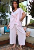 Sandbar Linen Blend Drape Front Cap Sleeve Gilet Rosewater